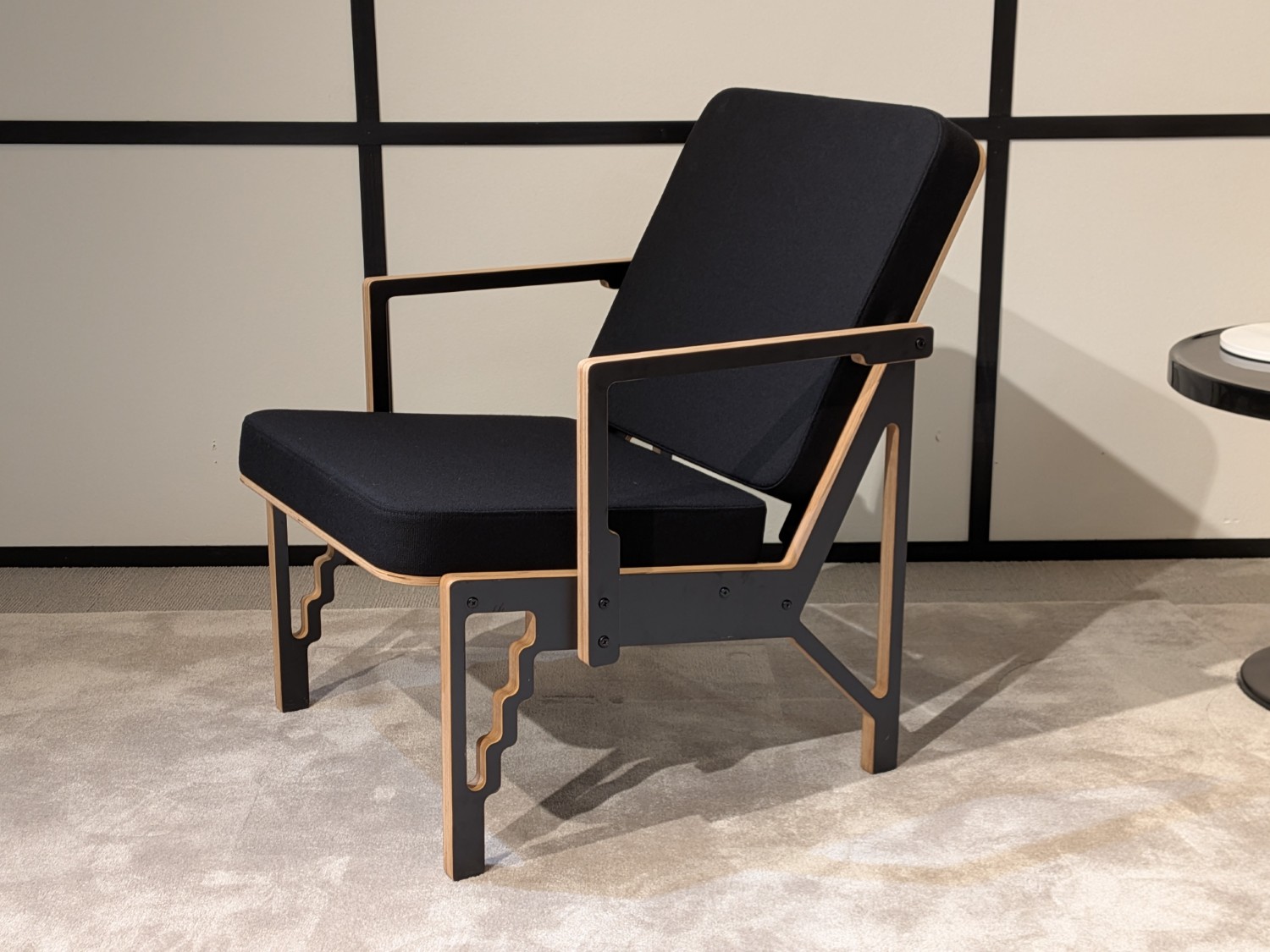 CNC-1 chair, black frame, black fabric upholstery